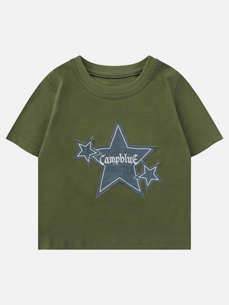 Blanche  T Shirts Aelfric Eden Cowboy Stars Patchwork Tee - IXW-9806316